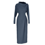 Work Dresses for Teachers Long Dress Winter Temperament Commute Solid Color Dress