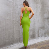 Women Bodycon Dress Spring and Summer Evening Dress Fluorescent Color Sexy Suspender Dress