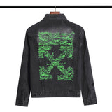 Off White Winter Coat Autumn Grass Arrow Pattern Casual Denim Jacket Men and Women