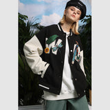 Letterman Jacket Outfit Senior Jackets Varsity Baseball Coat Retro Color Contrast Patchwork Baseball Uniform for Men and Women