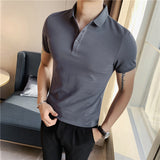 Men Polo Shirts Short Sleeve Lapel T-shirt