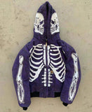 Skeleton Hoodie Spring and Autumn Thin Skull Hooded Sweater Cardigan