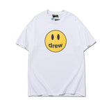 Justin Bieber Drew House Men Women Cotton Top T Shirt Summer Style Women Streetwear Printed Short Sleeve Tshirt Men and Women Loose Bottoming Shirt