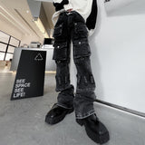 J Shaped Jeans Autumn Men's Pants Multi-Pocket Jeans Trousers