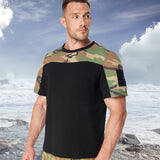Woodland T Shirt Camouflage Stitching Crew Neck
