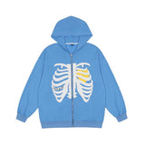 Skull Hoodie Skull Printed Full-Zip Cardigan Coat