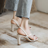 Nude Wide Fit Block Heels Chunky Heel Roman Shoes