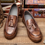 Loafers for Men Retro Spring and Autumn Men's Business Casual Top Layer Lazy Shoes