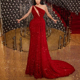 Mariah Carey See through Dress Sequined Dress off-the-Shoulder Party Evening Dress