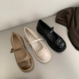 Nude Pumps Block Heel Chunky Heel Mary Jane Shoes