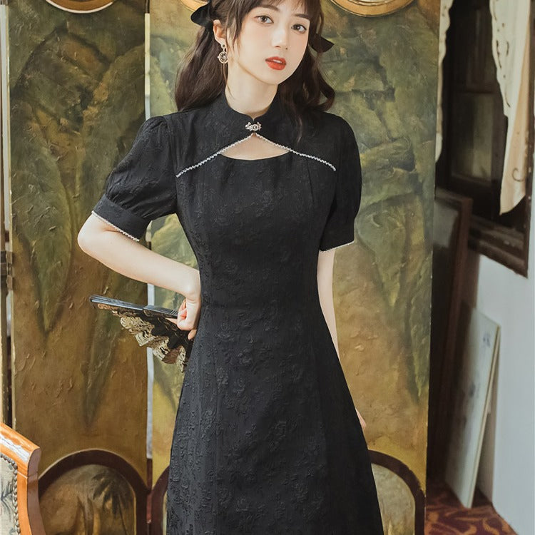 Women Cottagecore Dress Vintage Little Black Dress Everyday