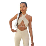 Women Top & Pant 2 Piece Set Spring Slim-Fitting Pants Casual Suit