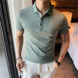 Men Polo Shirts Short Sleeve Lapel T-shirt