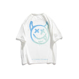 Men's T-shirt Short Sleeve T-shirt Men's Trendy Gradient Color Little Devil Loose Top Cotton Half Sleeve T-shirt
