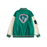 Letterman Jacket Outfit Senior Jackets Varsity Baseball Coat Baseball Uniform Men's Loose Stand-up Collar Jacket
