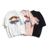 Men's T-shirt Summer Snow Mountain Letter Printed round Neck Short Sleeve Men's Loose-Fitting Casual T-shirt Cotton Half Sleeve