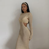 Women Top & Skirt 2 Piece Set Autumn and Winter Vest round-Neck Long-Sleeved Dress Two-Piece Set