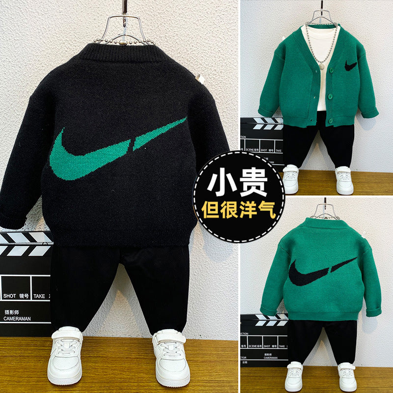 Toddler Boys Sweater Boys' Cardigan Knitted Sweater Spring and Autumn Clothing