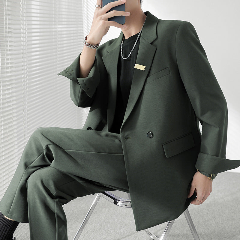 Seersucker Suit Loose-Fitting Casual Suit Suit