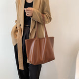 The Teacher Tote Women's Autumn Simplicity Large Capacity Women's Bag Tote Bag Women's Retro Cowhide Portable Shoulder Bag
