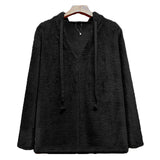 Women Sherpa Jacket Autumn Winter Sweater Women's Hooded Women's Pullover Plush Top