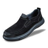 Loafers for Men Cleef Men's Shoes Casual Leather Shoes Men's Middle-Aged Matte Cowhide Slip-on Big Head Leather Shoes
