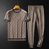 Men's Athletic Tracksuit Summer Men's Short-Sleeved Suit Leisure Sports Two-Piece Suit