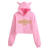 In Memory of Kobe Hoodie Kobe Peripheral Printing Casual Women Navel-Exposed Cat Ear Sweater