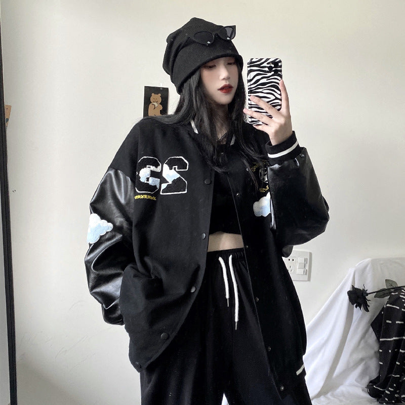 Gothic Lolita Harajuku Style Clothing Spring and Autumn Embroidered Baseball Uniform All-Matching Couple Coat Student
