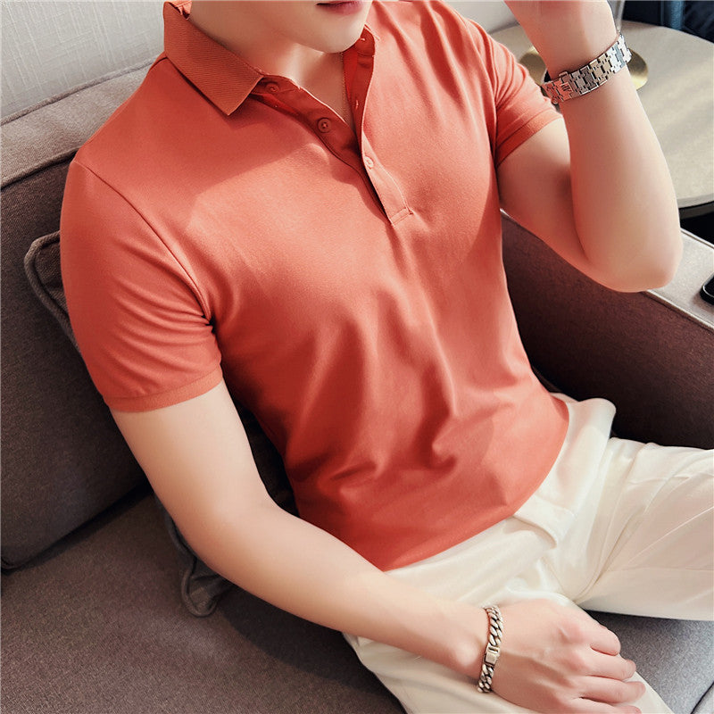 Men Polo Shirts Short Sleeve Lapel T-shirt