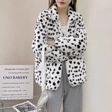 Women Dalmatian Coat plus Size Women's Printed Women's Winter Stand Collar Coat