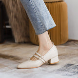 Nude Wide Fit Block Heels Loafers