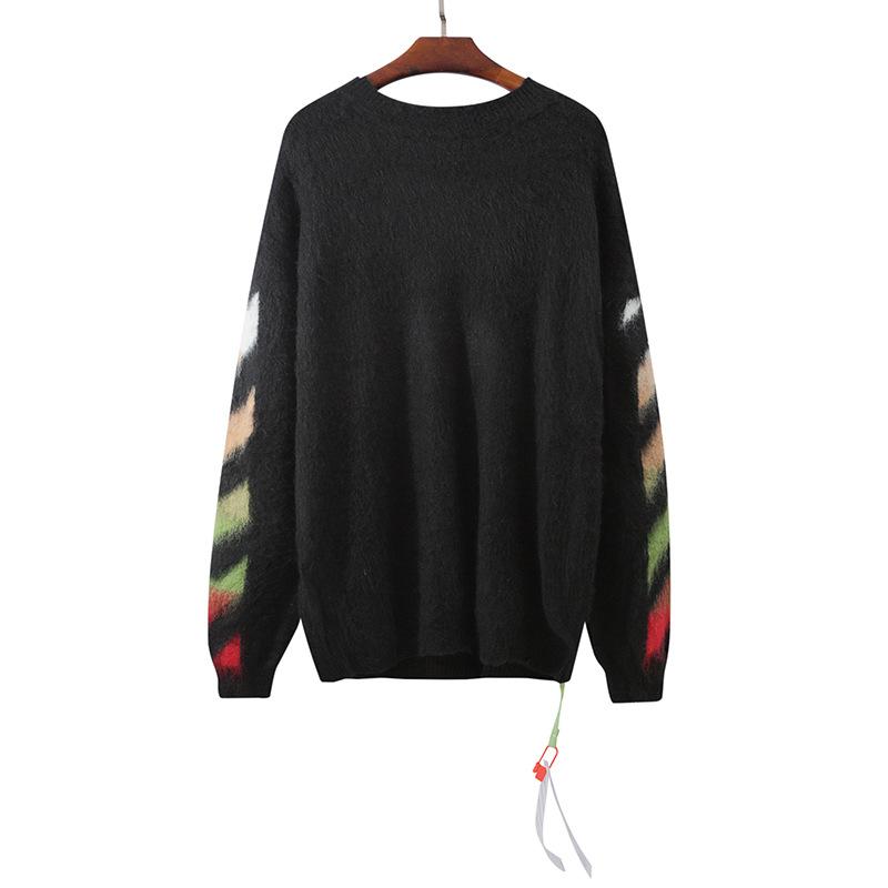 Off White Men's Sweater Plus Size Keep Warm Casual Fashionable Arrow Gradient Owt