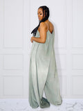 Women Plus Size Jumpsuits Summer Suspenders Loose Flared Pants Solid Color Jumpsuits