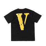 Vlone Men's Clothing Print Loose Male and Female Couple Short Sleeve Tshirt