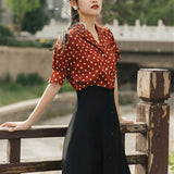 Women Cottagecore Dress Spring Vintage Shirt Skirt
