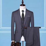 Seersucker Suit Suit Slim Three-Piece Suit for Men