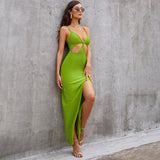Women Bodycon Dress Spring and Summer Evening Dress Fluorescent Color Sexy Suspender Dress