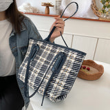The Teacher Tote Check Pattern Bag Women's Summer Bag Large Capacity Versatile One Shoulder Tote Bag
