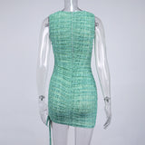 Women Summer Dresses Mini Dress Beauty Clothing Party Sexy Double-Layer Mesh Printed Pleated Short Skirt Dress