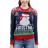 Ugly Christmas Sweater Elk Snowflake Tree Pattern Sweater Cute Knitting Pullover