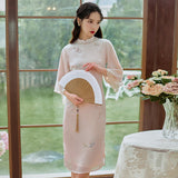 Women Cottagecore Dress Summer Pink Vintage Dress