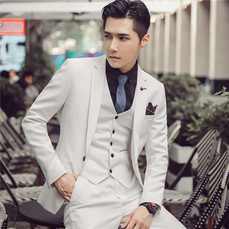 Seersucker Suit Men's Suit Three-Piece Suit Evening Gown