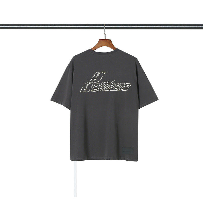 We11done T Shirt Letters Hot Beads Letters Loose Casual Men and Women