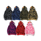 Shark Print Hoodie Autumn and Winter Shark Head Terry Sweater Men's and Women's Casual Camouflage Thin Sweater Baggy Coat