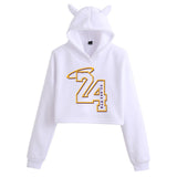 In Memory of Kobe Hoodie Kobe Peripheral Printing Casual Women Navel-Exposed Cat Ear Sweater