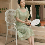 Women cottagecore Dress Summer Vintage Embroidered Cheongsam Dress