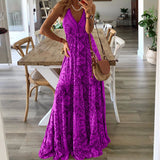 Women Bohemian Dress Sexy Sling Dress Holiday Floral Print Dress