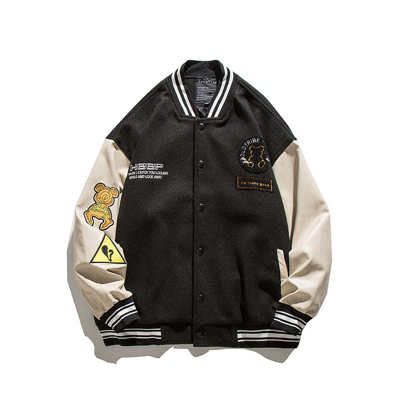 Letterman Jacket Outfit Senior Jackets Varsity Baseball Coat Autumn Men's Loose Casual