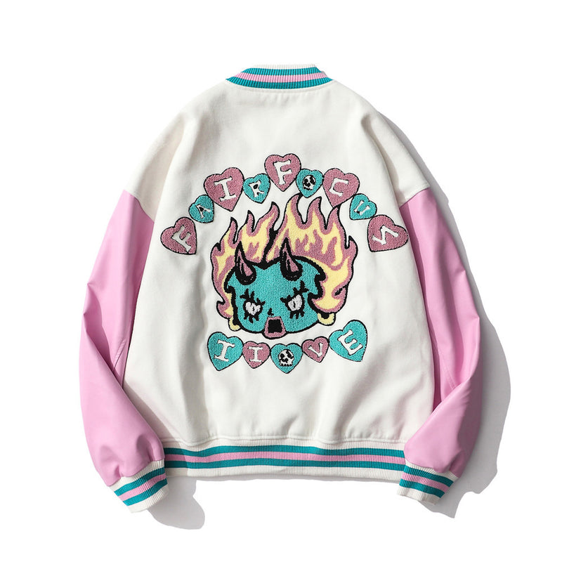 Letterman Jacket Outfit Senior Jackets Varsity Baseball Coat Cartoon Jacket Men's Coat
